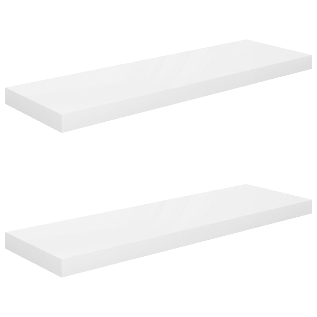 Floating wall shelf 2 shiny white pcs 80x23.5x3.8cm MDF
