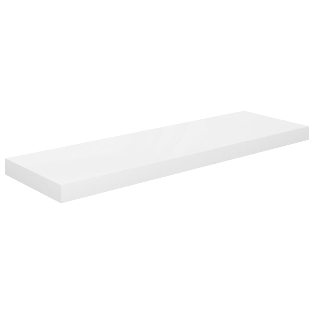 Floating wall shelf 2 shiny white pcs 80x23.5x3.8cm MDF