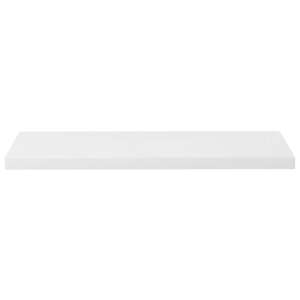 Mensola da parete sospesa 4 pezzi MDF bianco lucido 90x23,5x3,8 cm