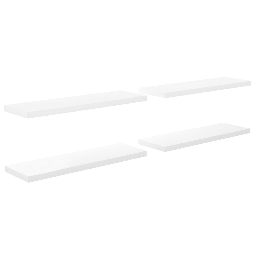 Floating wall shelf 4pcs shiny white 120x23.5x3.8cm MDF