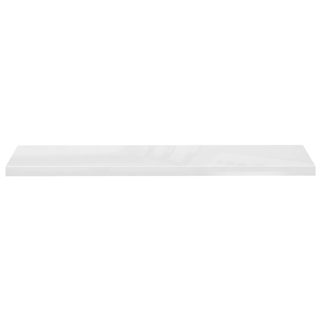 Mensola da parete sospesa 4 pezzi MDF bianco lucido 120x23,5x3,8 cm