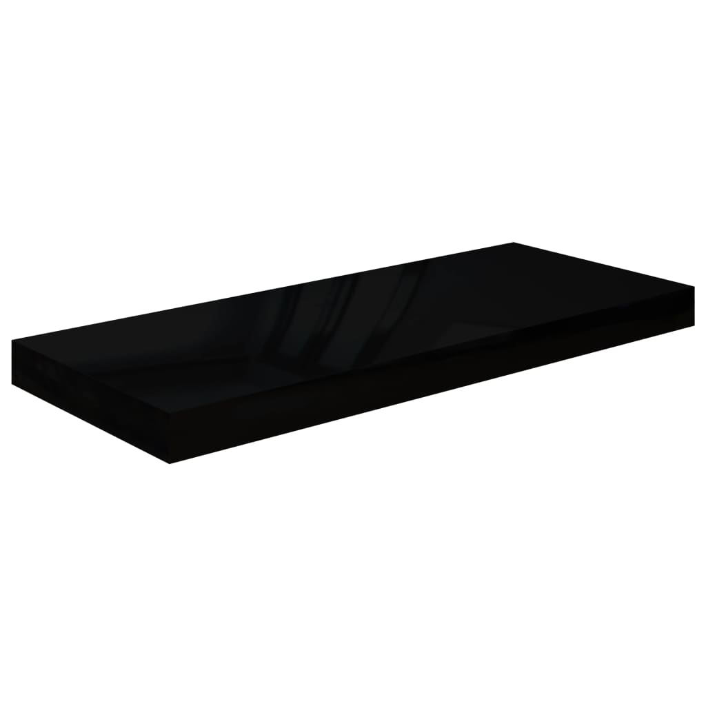 Floating wall shelf 4 pcs black shiny 60x23.5x3.8 cm MDF