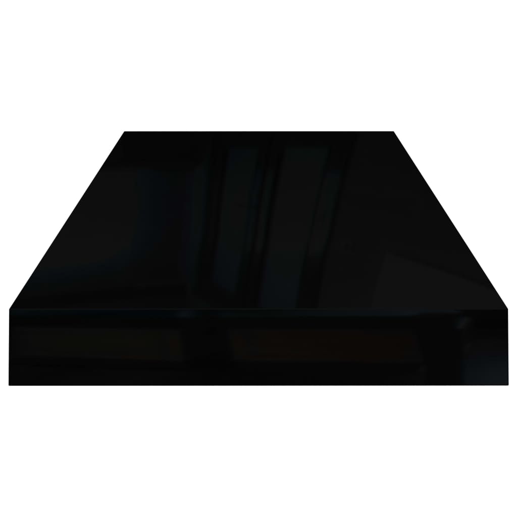 Mensola da parete sospesa 4 pezzi MDF nero lucido 60x23,5x3,8 cm
