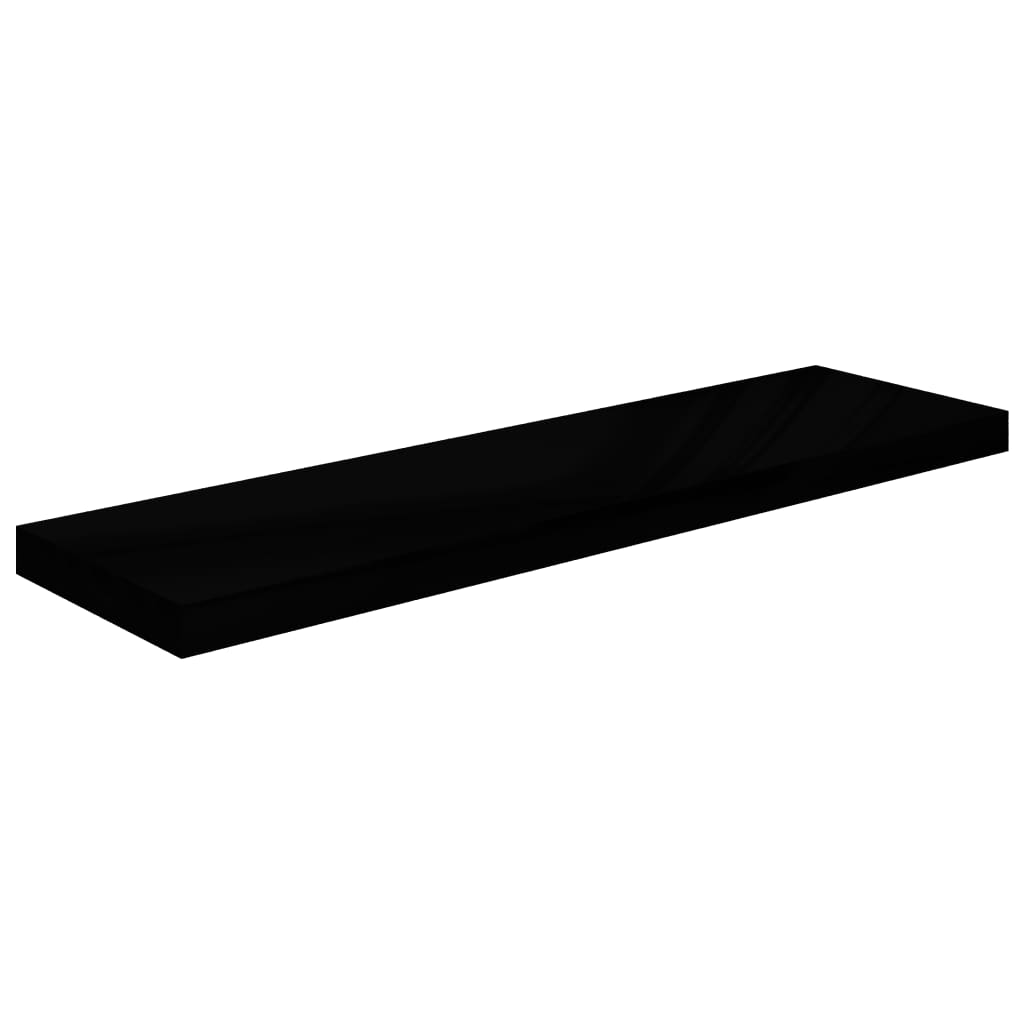 Floating wall shelf 4 pcs black shiny 90x23.5x3.8 cm MDF