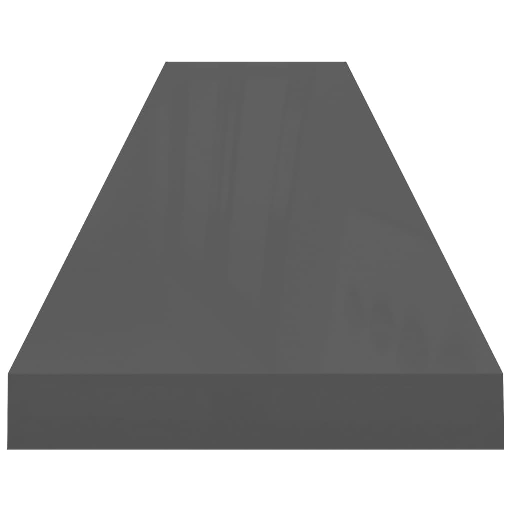 Mensola sospesa in MDF grigio lucido 120x23,5x3,8 cm