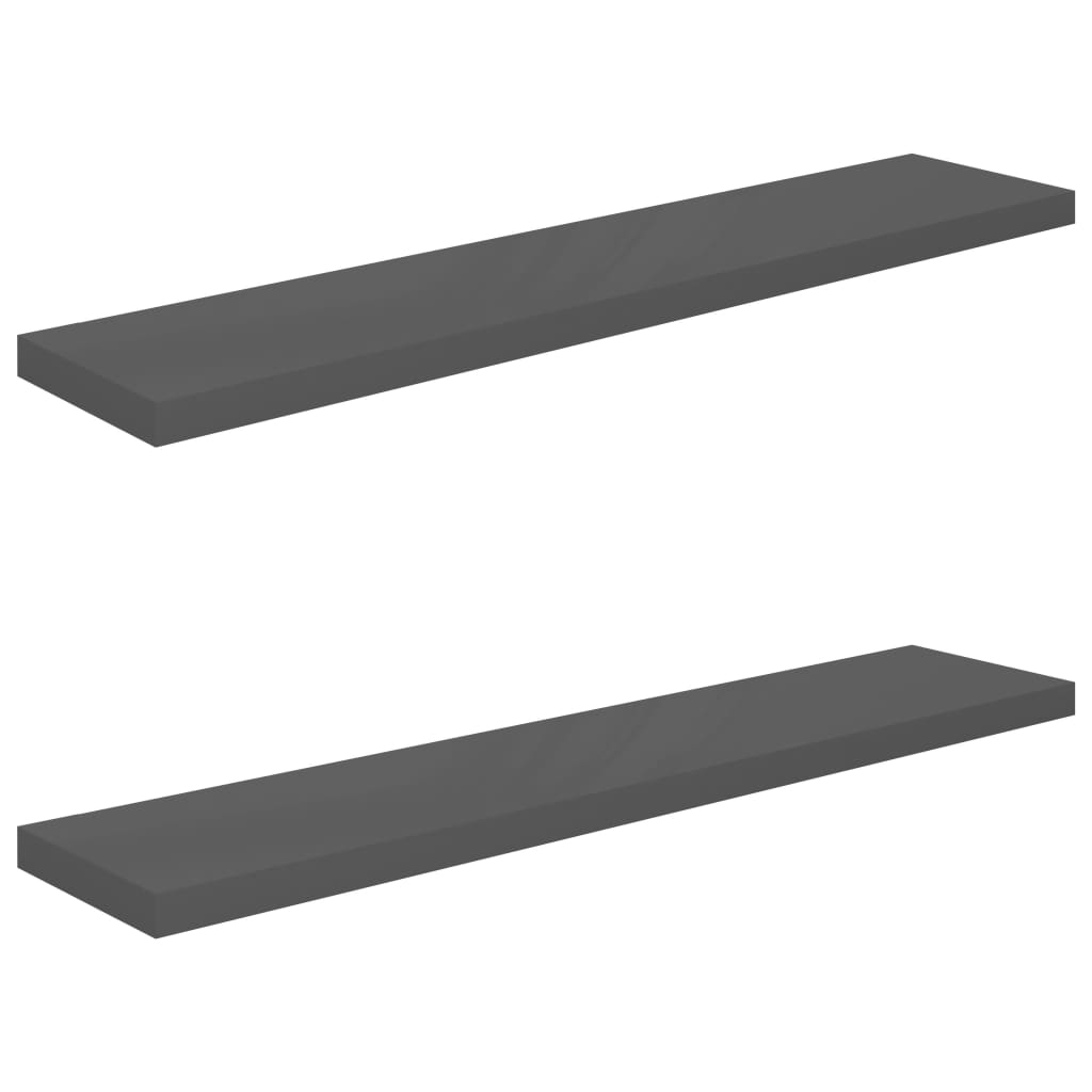 Floating wall shelves 2 pcs shiny gray 120x23.5x3.8 cm
