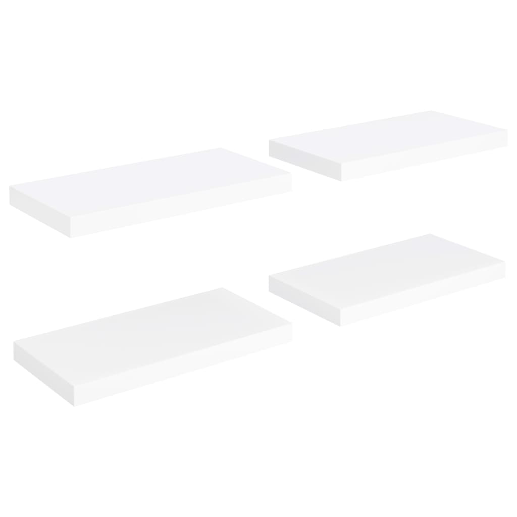 Mensole da muro sospese 4 pezzi Bianco 50x23x3,8 cm MDF