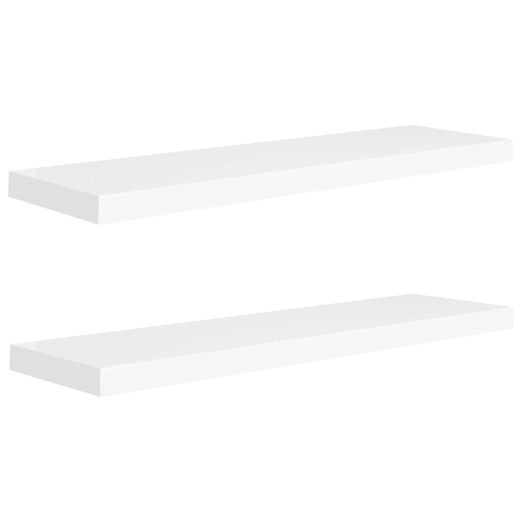 Floating wall shelves 2 pcs white 90x23.5x3.8 cm MDF
