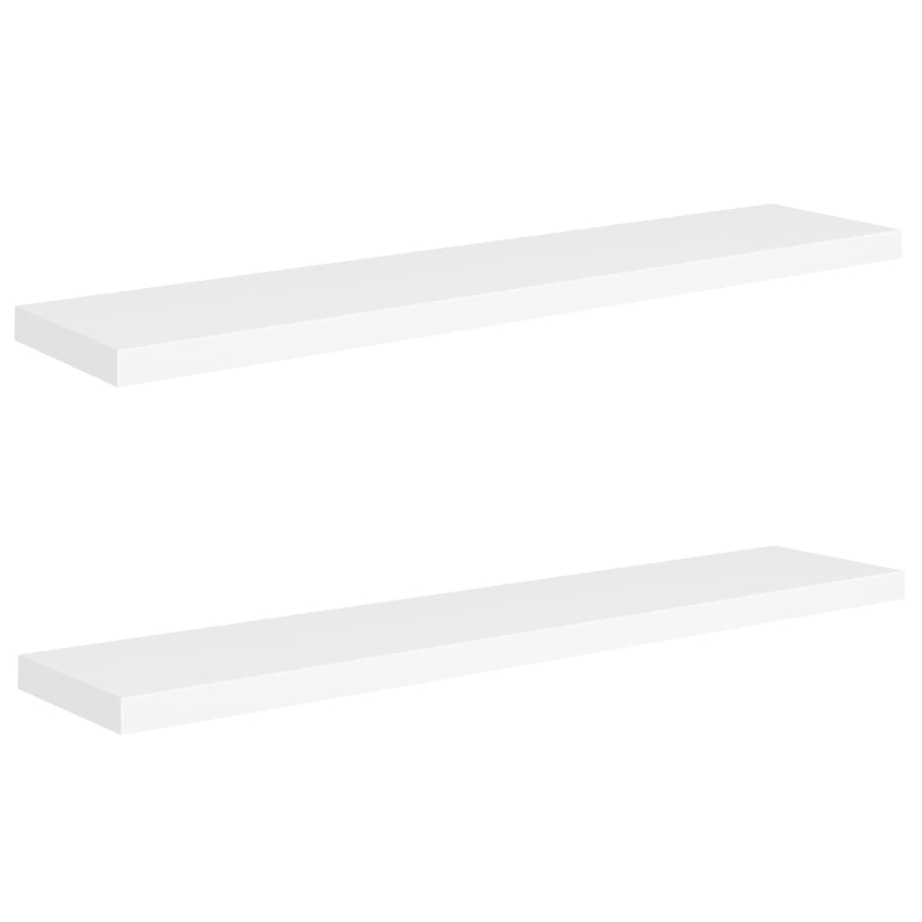 Floating wall shelves 2 pcs white 120x23.5x3.8 cm MDF