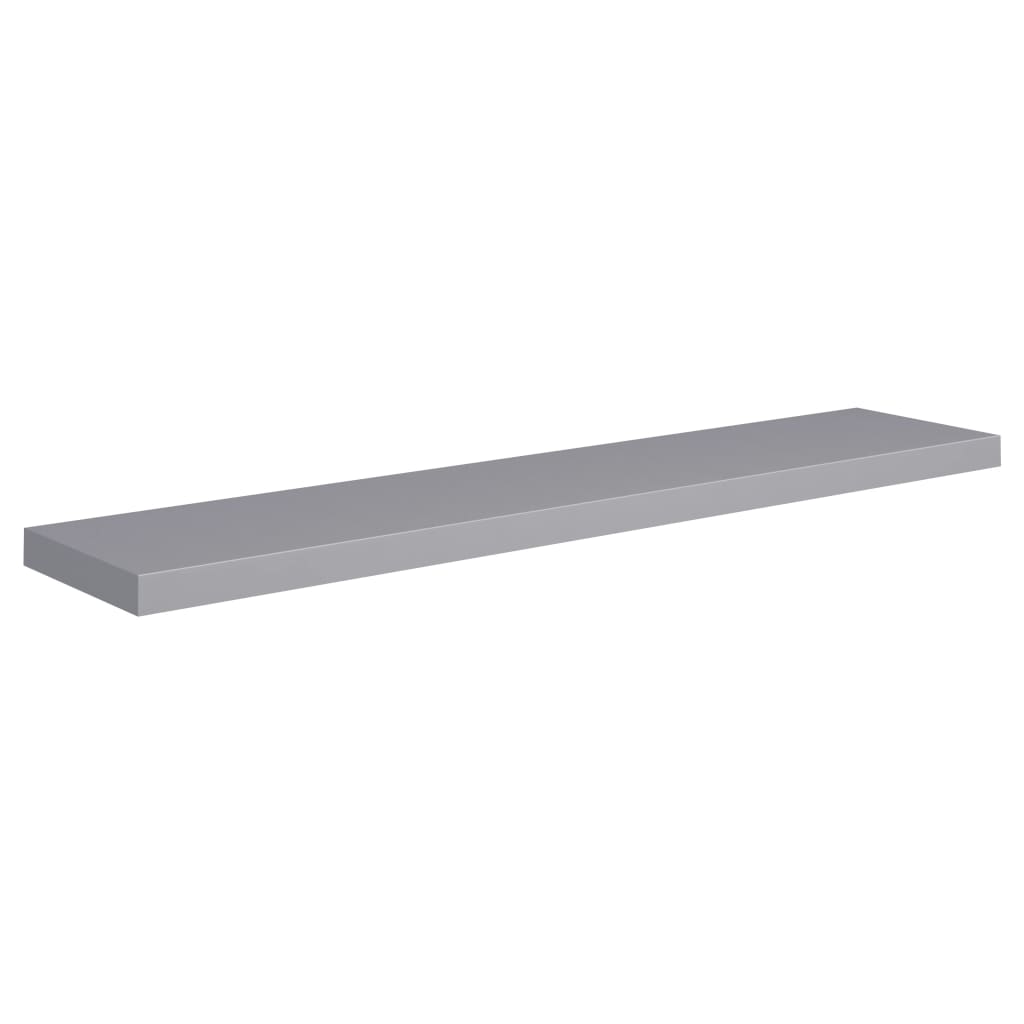 Gray floating wall shelf 120x23.5x3.8 cm MDF