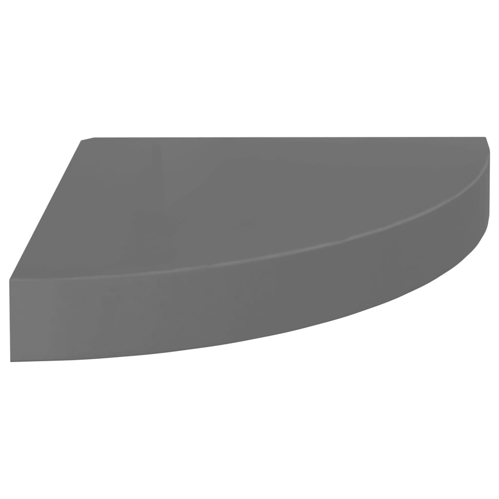 Mensole angolari sospese 4 pezzi in MDF grigio lucido 25x25x3,8 cm