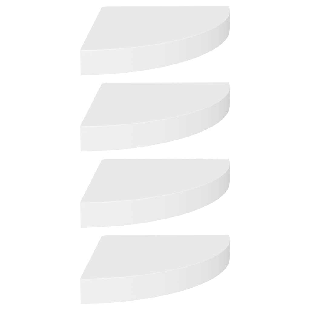 Mensole angolari sospese 4 pezzi in MDF bianco 25x25x3,8 cm
