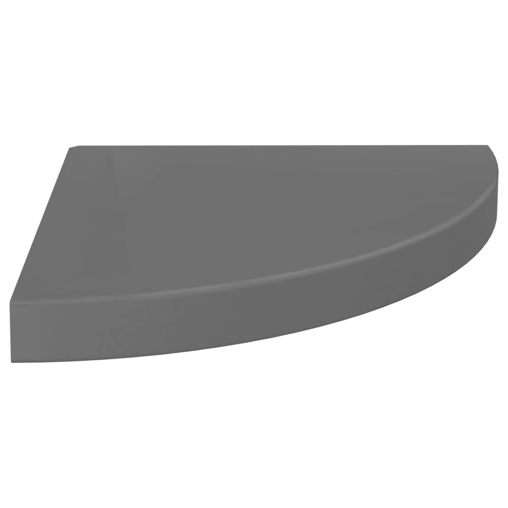 Mensole angolari sospese 4 pezzi in MDF grigio lucido 35x35x3,8 cm