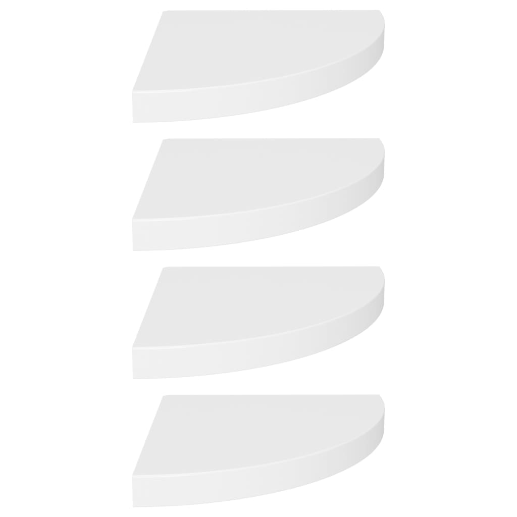Mensole angolari sospese 4 pezzi in MDF bianco 35x35x3,8 cm