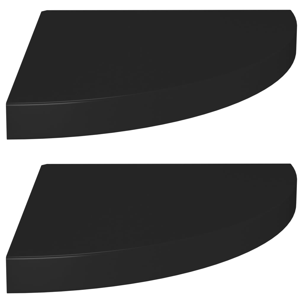 Mensole angolari sospese 2 pezzi in MDF nero 35x35x3,8 cm
