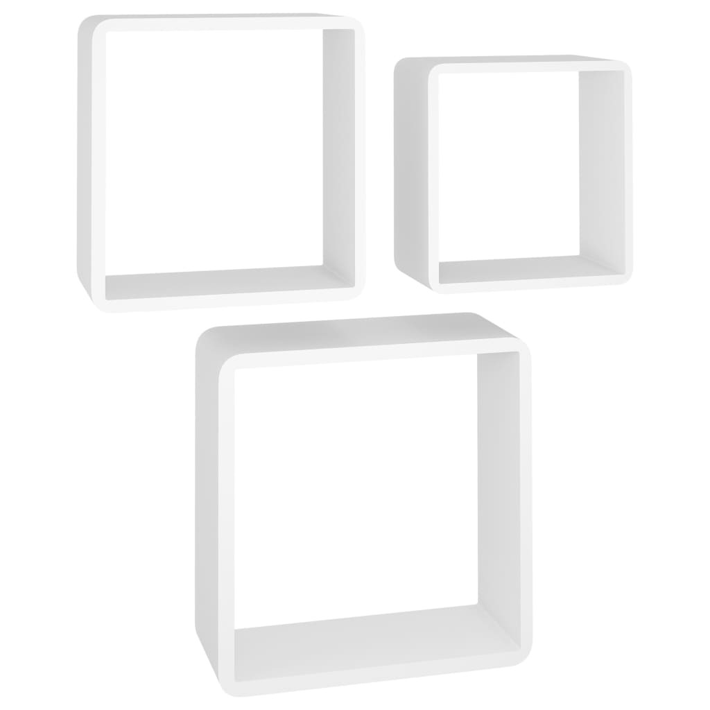 Wandregale in Form von 3 PCs weißer MDF -Würfel