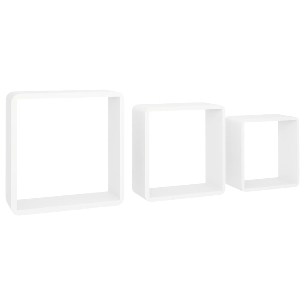 Étagères murales sous forme de cube 3 pcs Blanc MDF