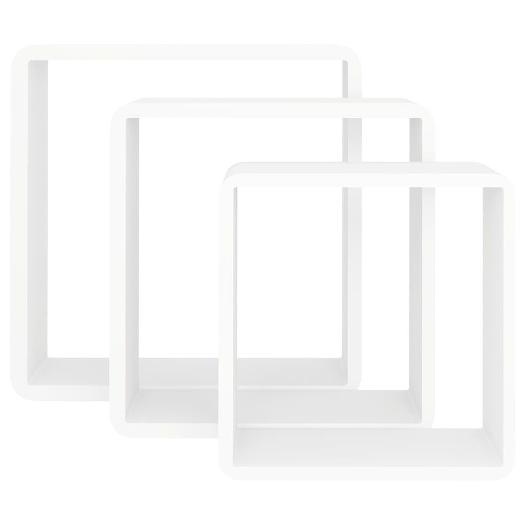 Wandregale in Form von 3 PCs weißer MDF -Würfel