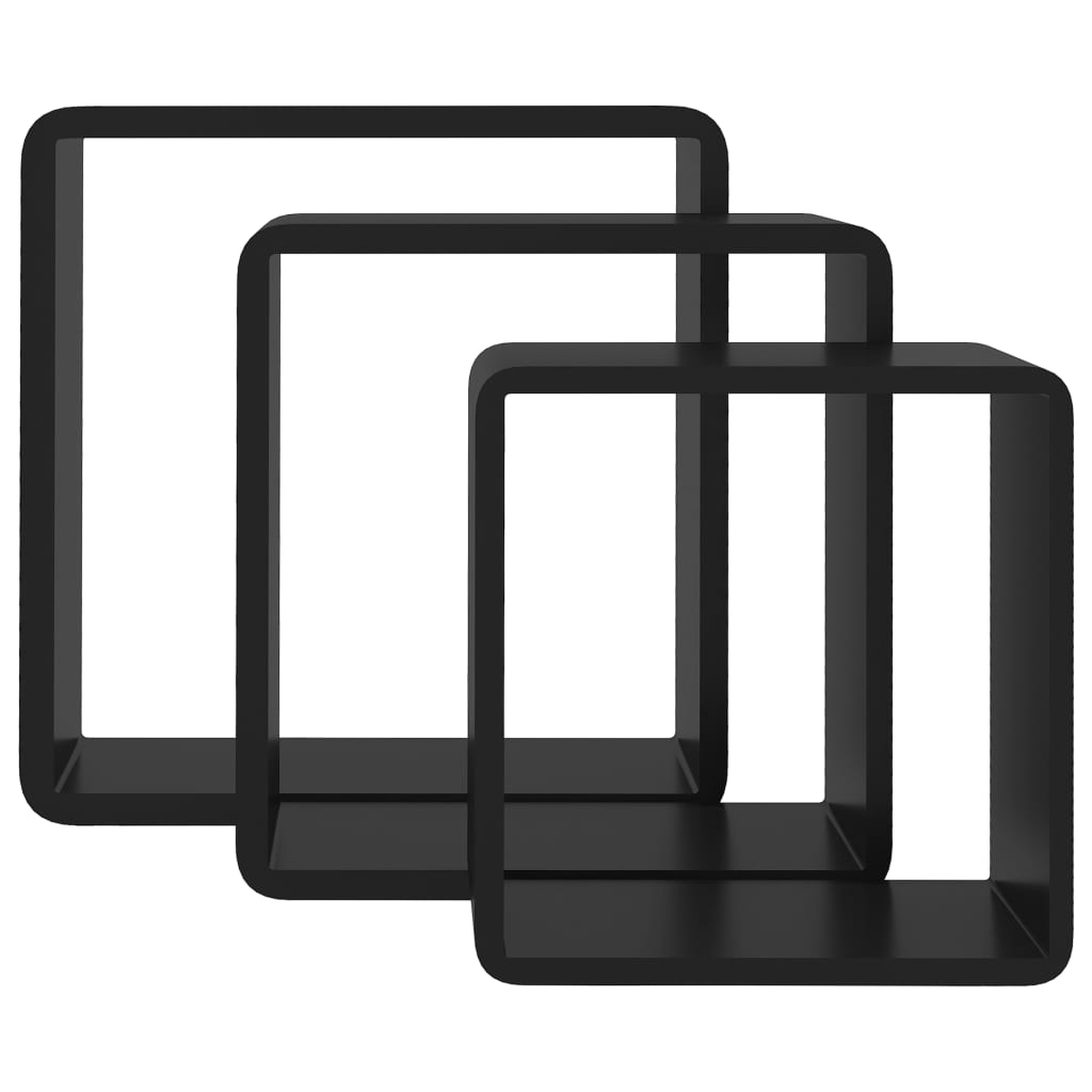 Wandregale in Form von 3 PCs schwarzer MDF -Würfel
