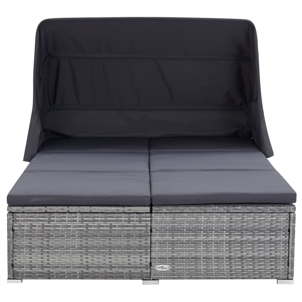 2 -seater deckchair with gray braided resin cushion