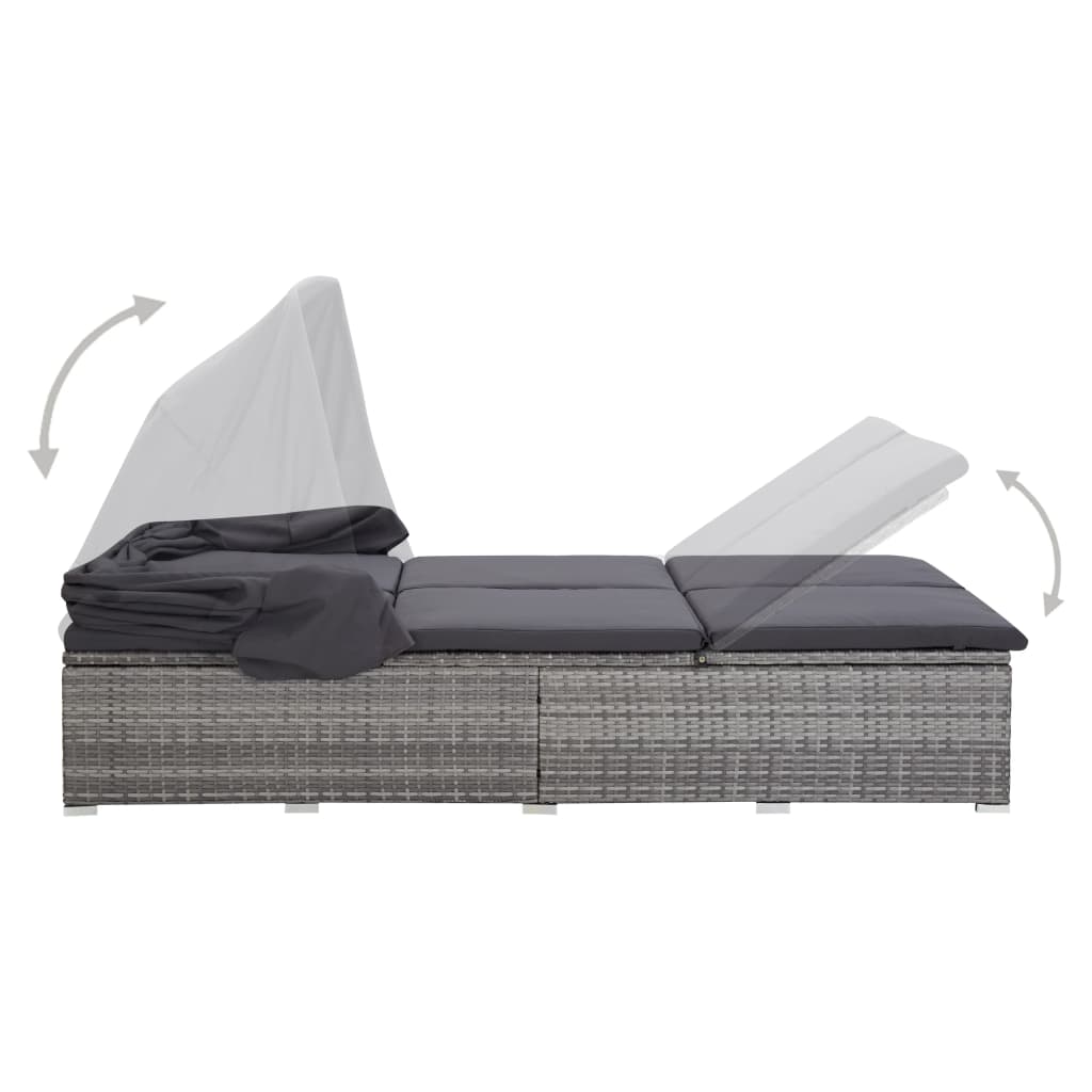 2 -seerer -Deckchair mit grau geflochtenem Harzkissen