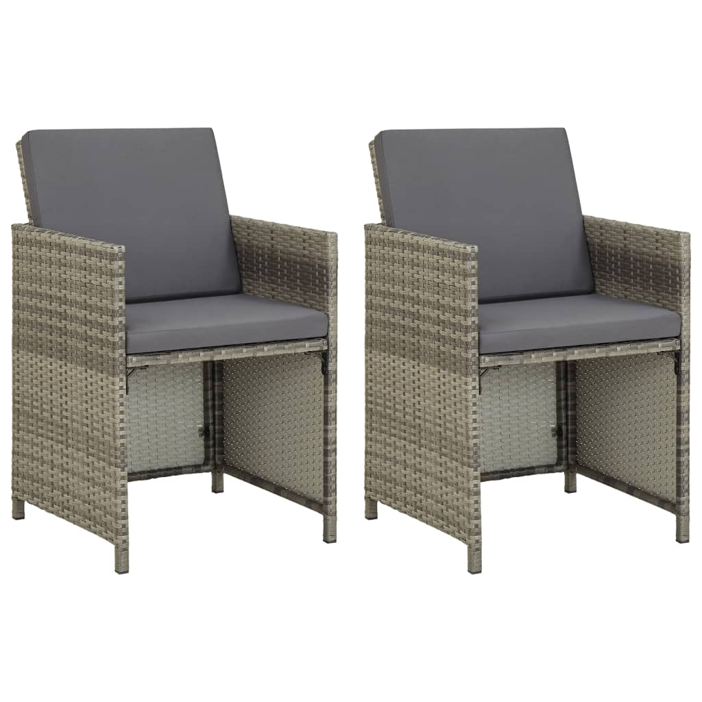 2 PCs Gartenstühle mit grauen geflochtenen Harzkissen