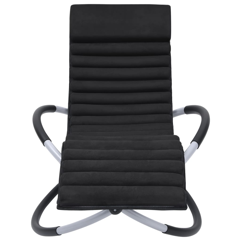 Outdoor long chair with black steel cushion