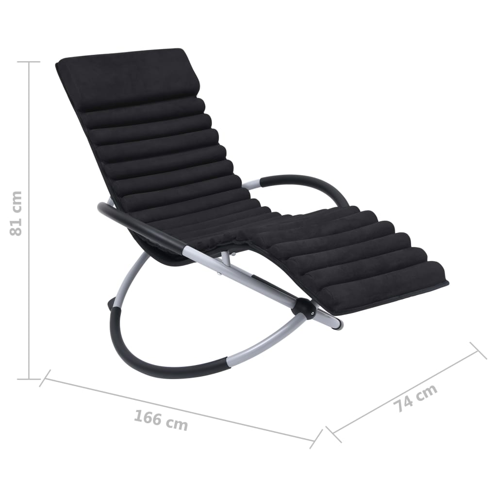 Outdoor long chair with black steel cushion