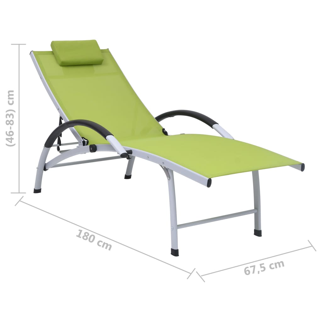 Chaise longue Aluminium textilène Vert