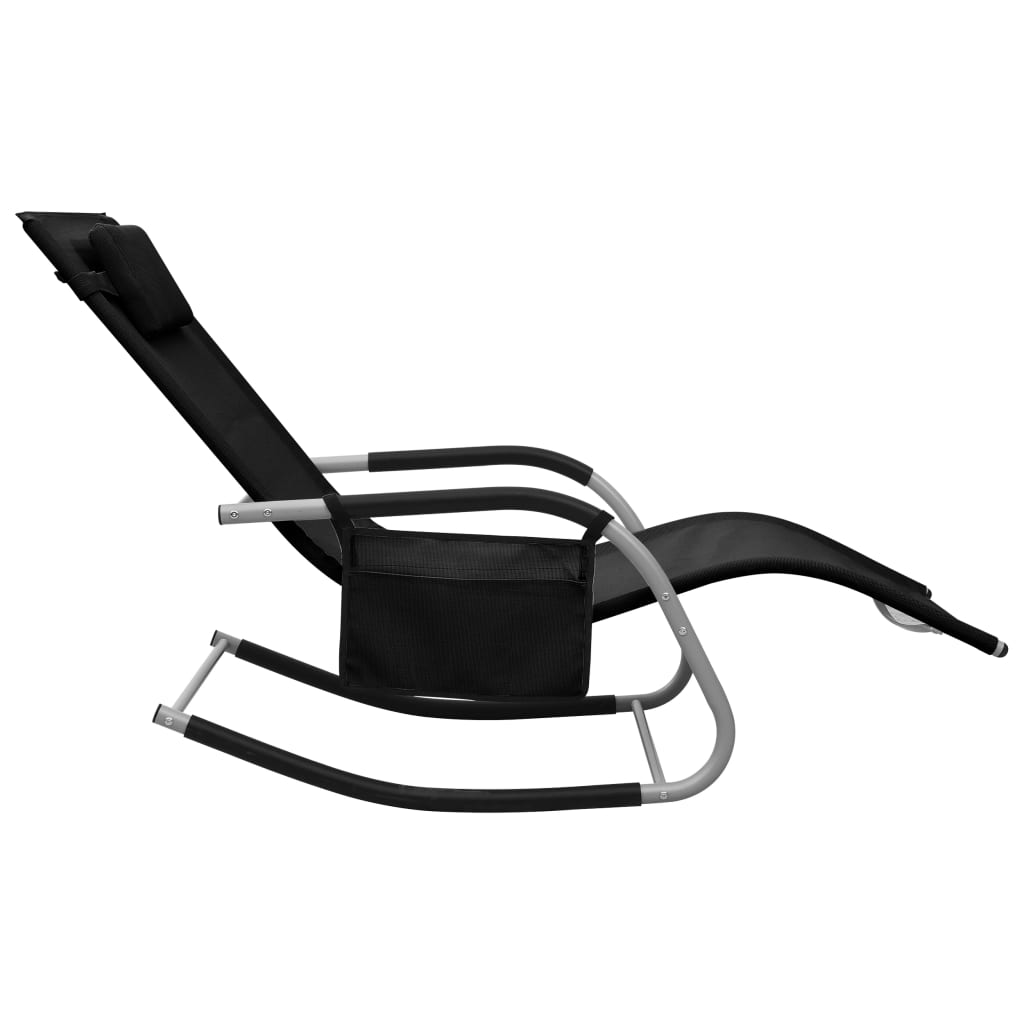 Black and gray textilene lounge chair