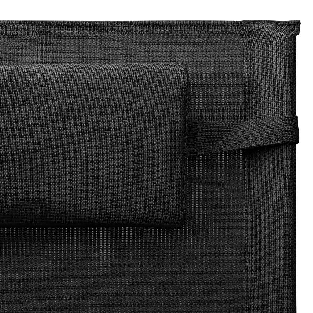 Schwarz -Grau -Textilene -Lounge -Stuhl
