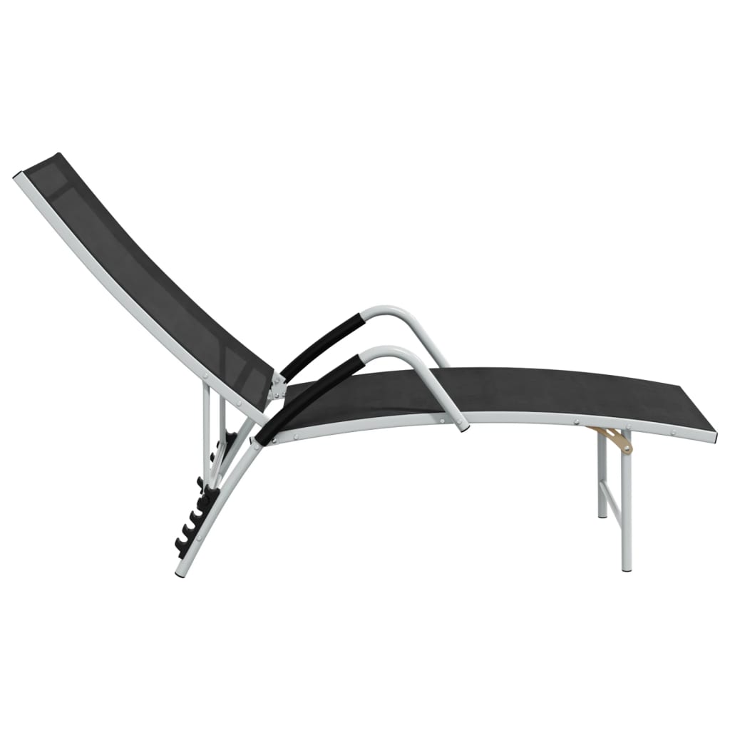 Long textilene chair and black aluminum