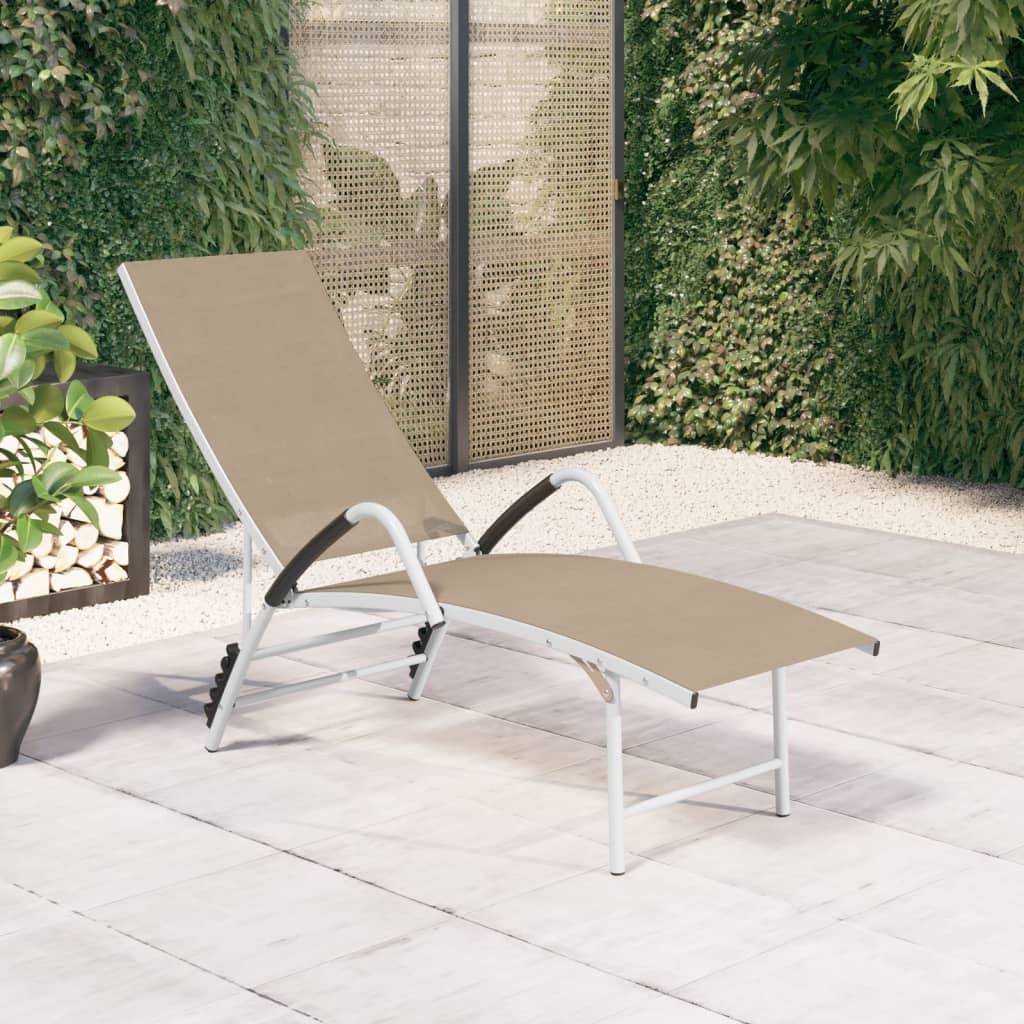 Chair long textilene and aluminum cream