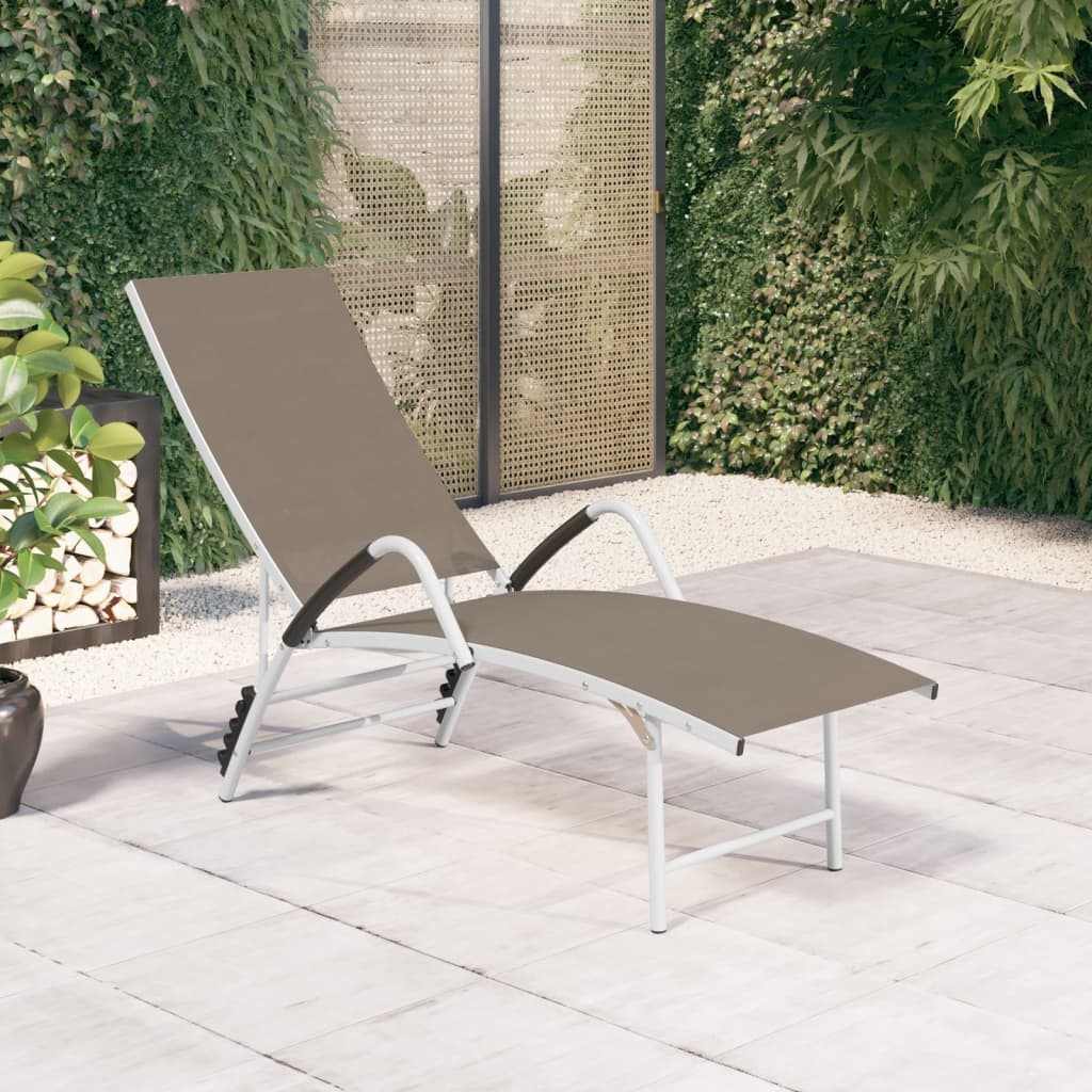 Chaise longue Textilène et aluminium Taupe