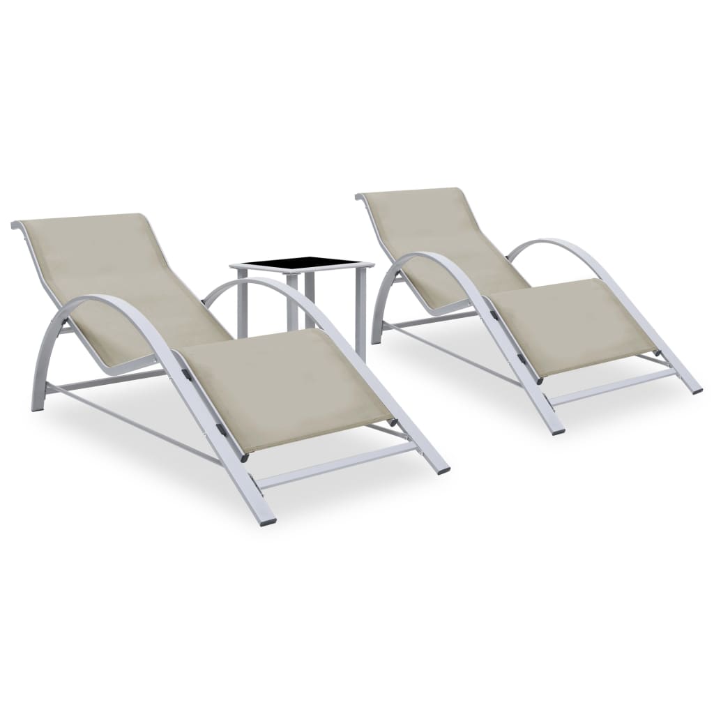 2 PCs Lounge -Stühle mit cremefarbenem Aluminiumtisch