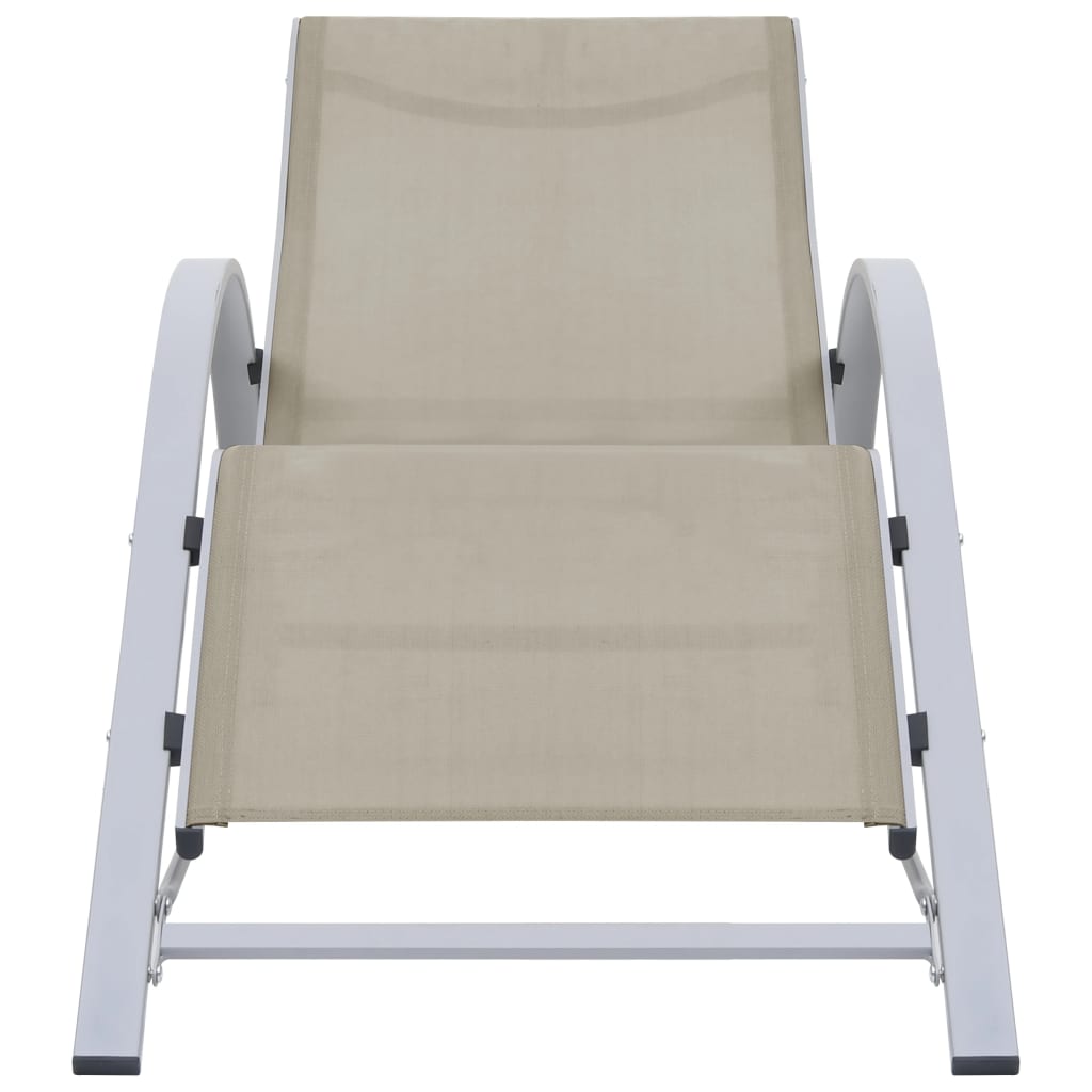 2 pcs lounge chairs with cream aluminum table