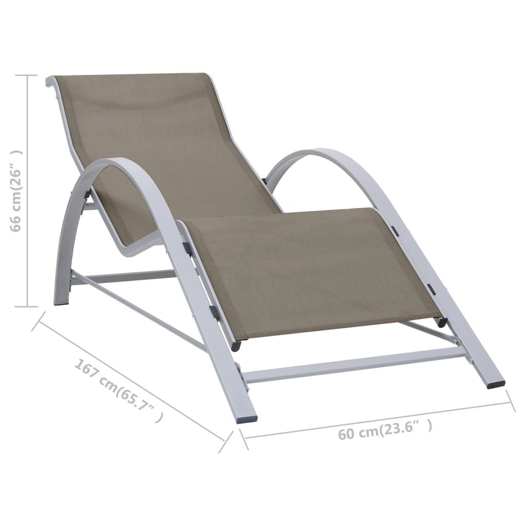 Taupe textilene and aluminum lounge chair