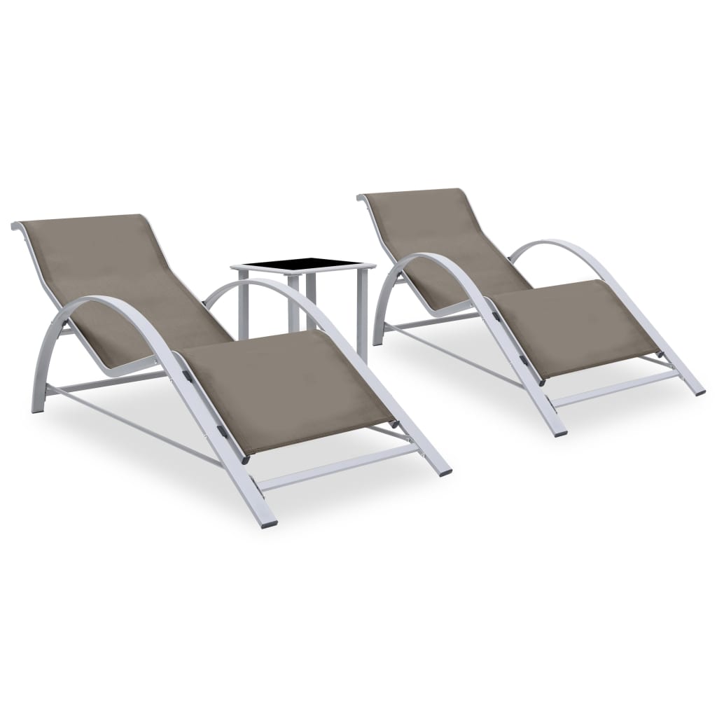2 PCs Lounge -Stühle mit Taupe -Aluminiumtisch