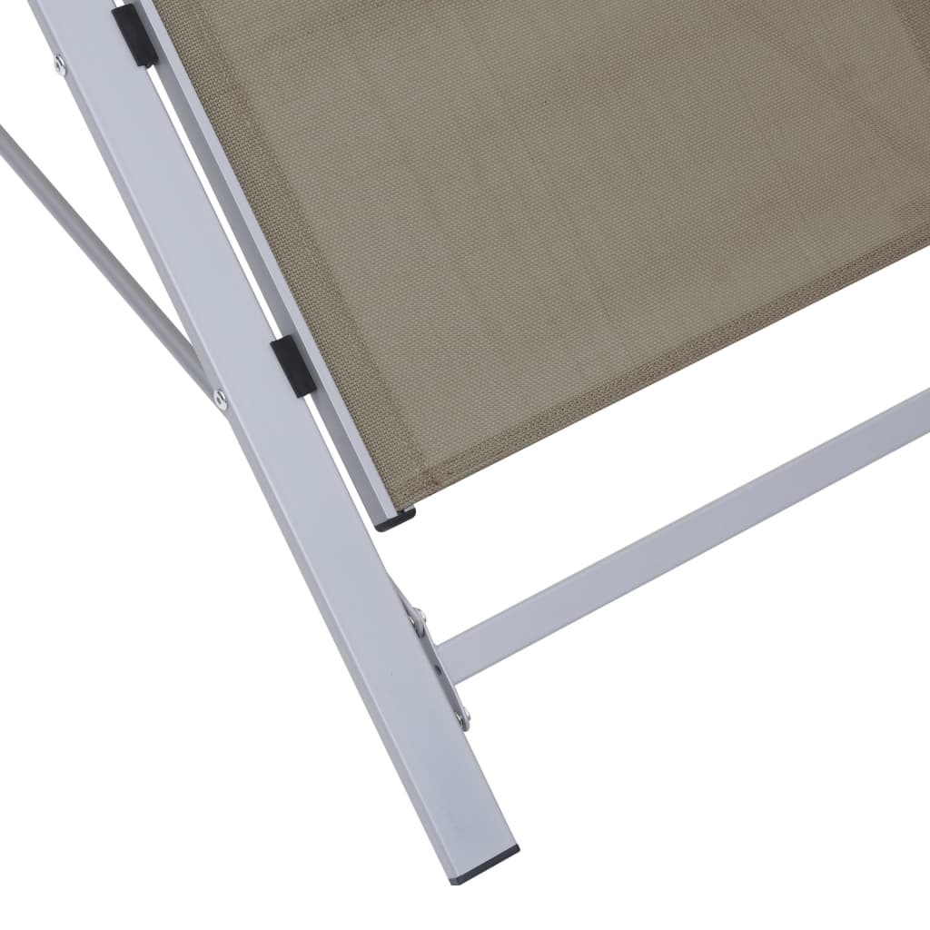2 sedie a sdraio con tavolo in alluminio tortora