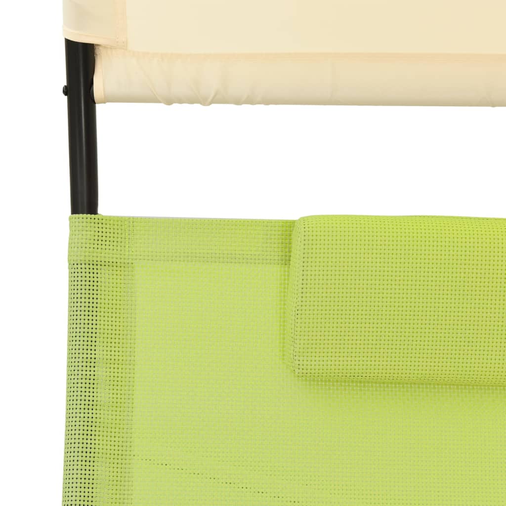Poltrona lounge doppia con baldacchino in Textilene Verde e panna