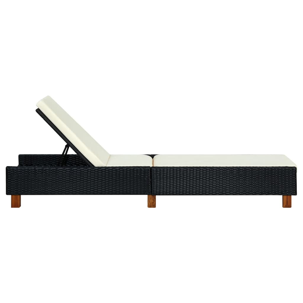 Deckchair with black braided resin cushion