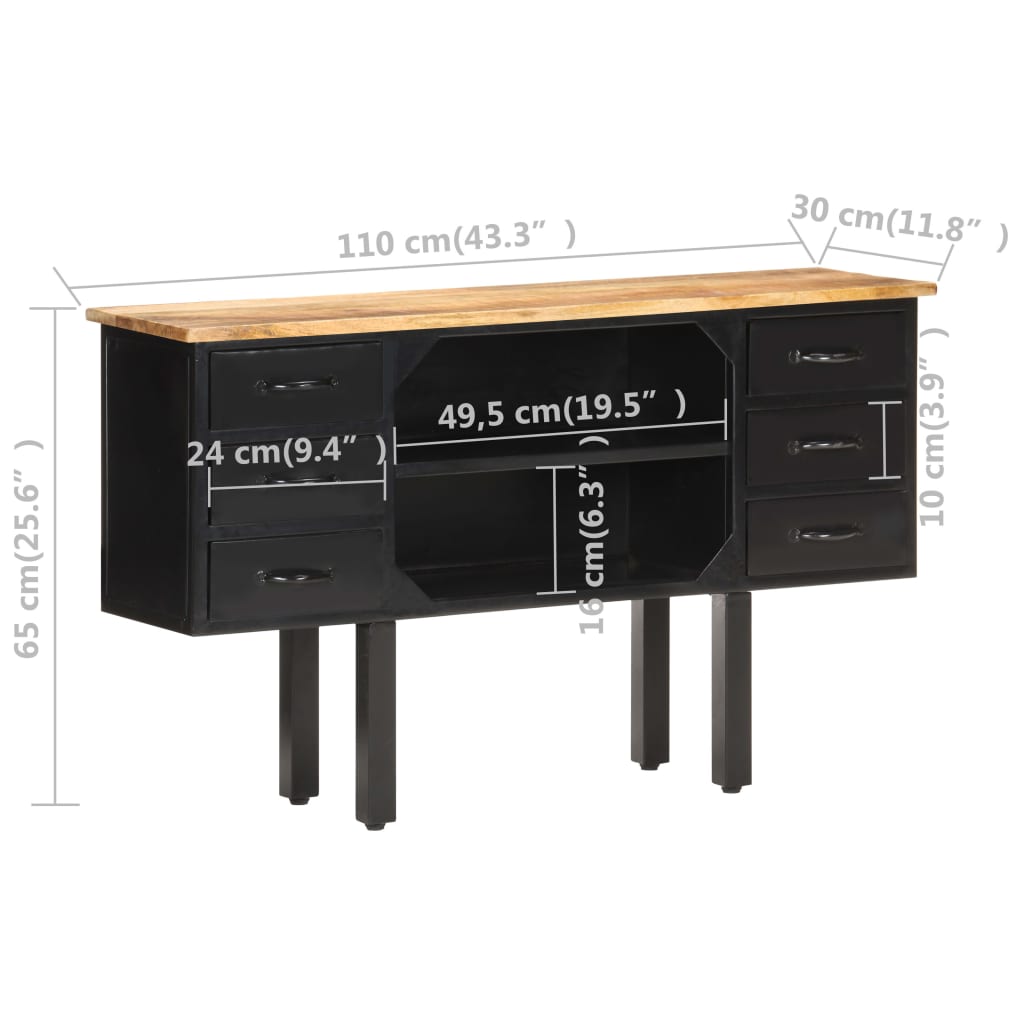 Buffet 110x30x65 cm Massive and steel solid mango wood