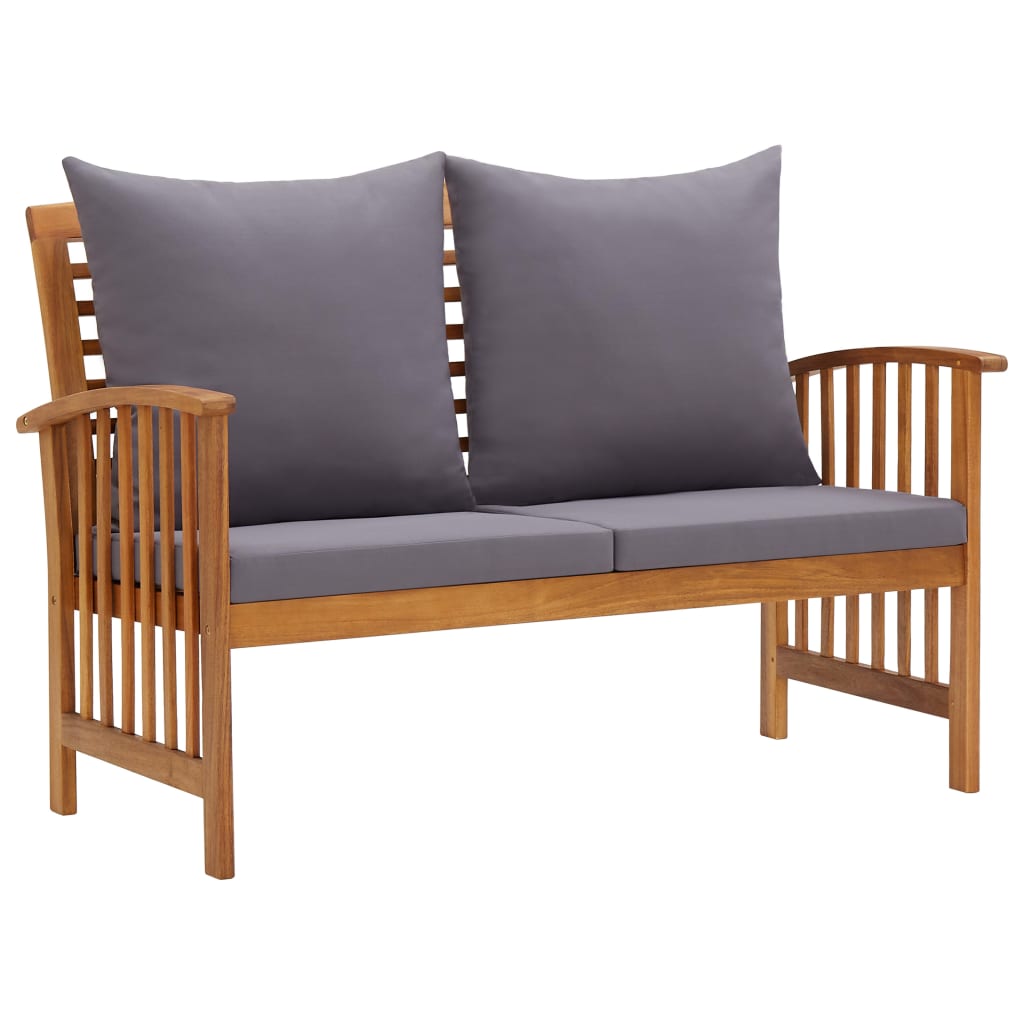 2 pcs garden furniture with solid acacia wood cushions