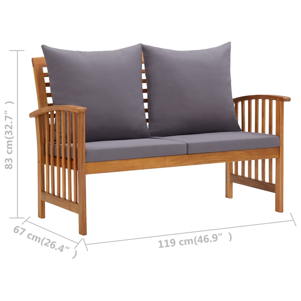 2 pcs garden furniture with solid acacia wood cushions