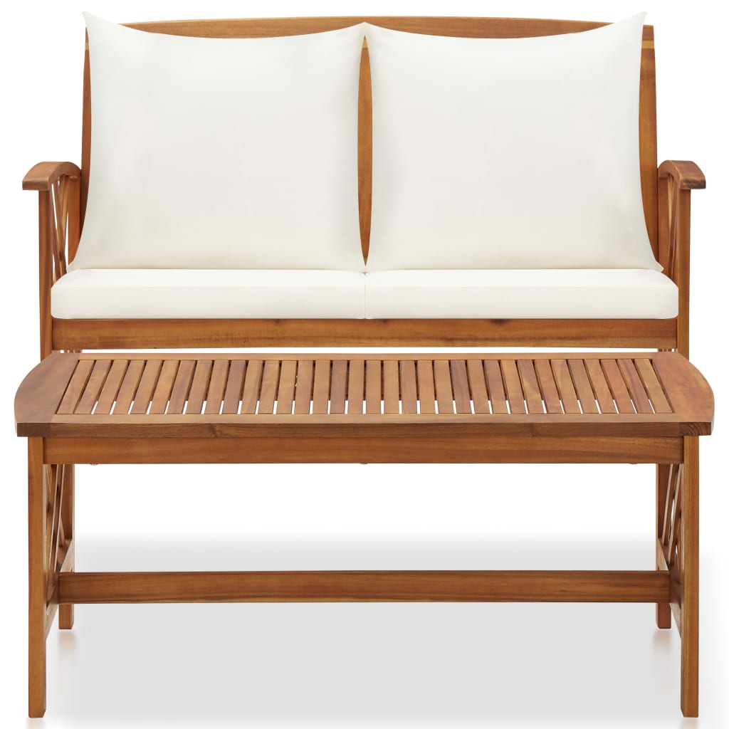 2 pcs garden furniture with solid acacia wood cushions