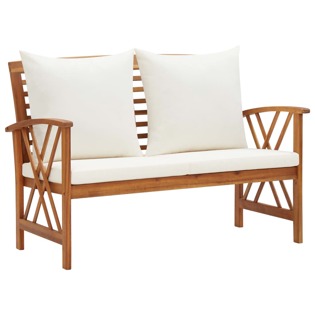 2 pcs garden furniture with solid acacia wood cushions