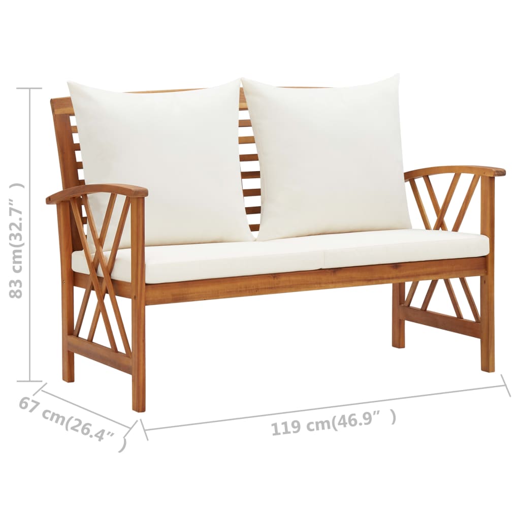 2 pcs garden furniture with solid acacia wood cushions