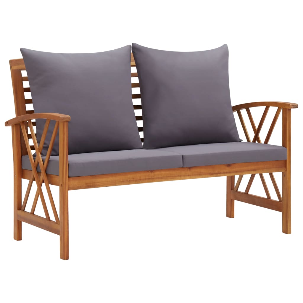 2 pcs garden furniture with solid acacia wood cushions