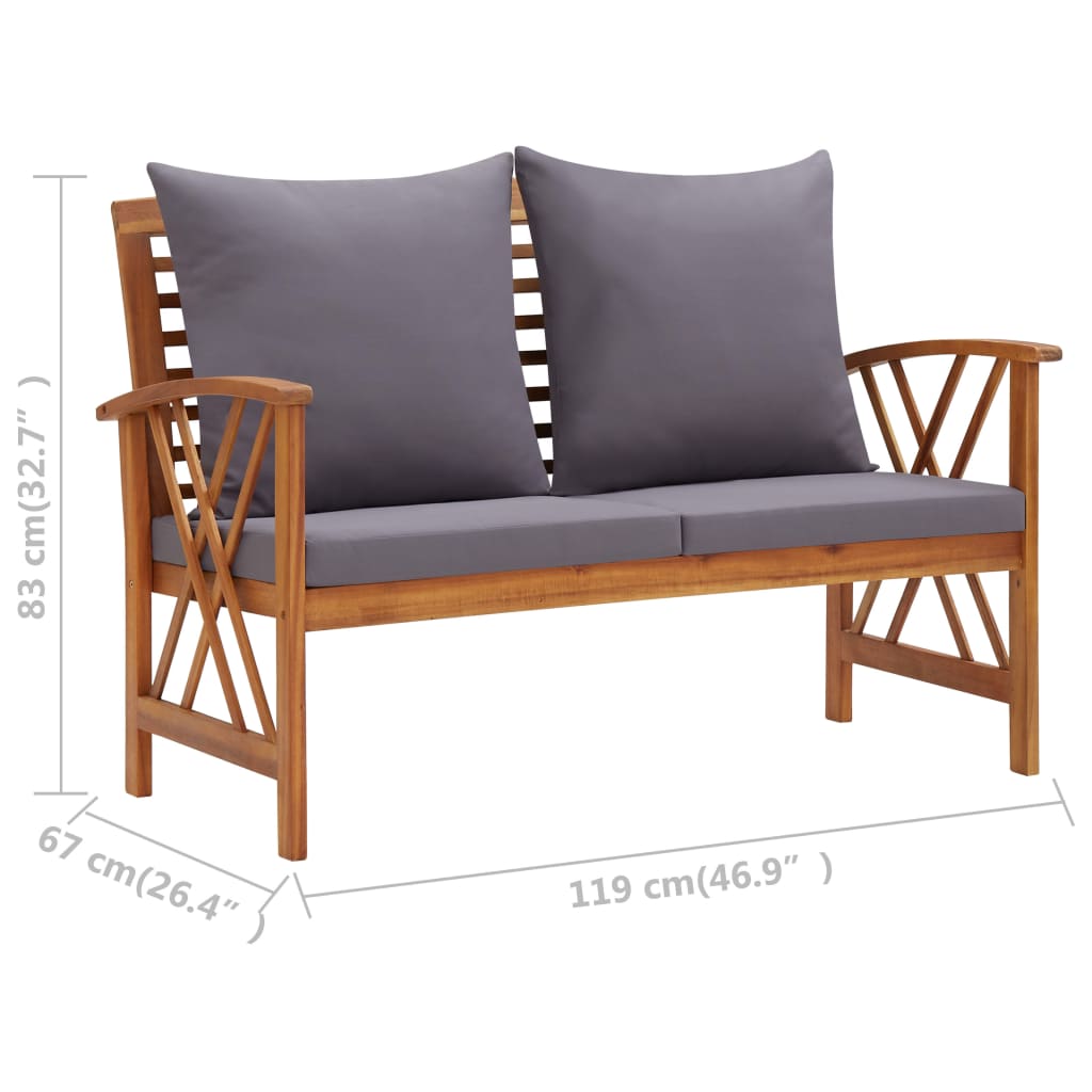 2 pcs garden furniture with solid acacia wood cushions