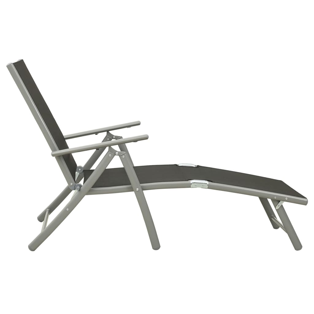Büschel langer Stuhl Textilene und Schwarz- und Silberaluminium